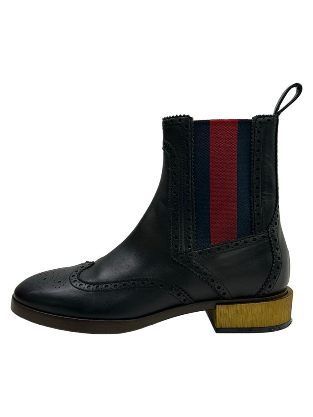 Gucci Short Boots Black Dark Navy Red Side Gore Leather